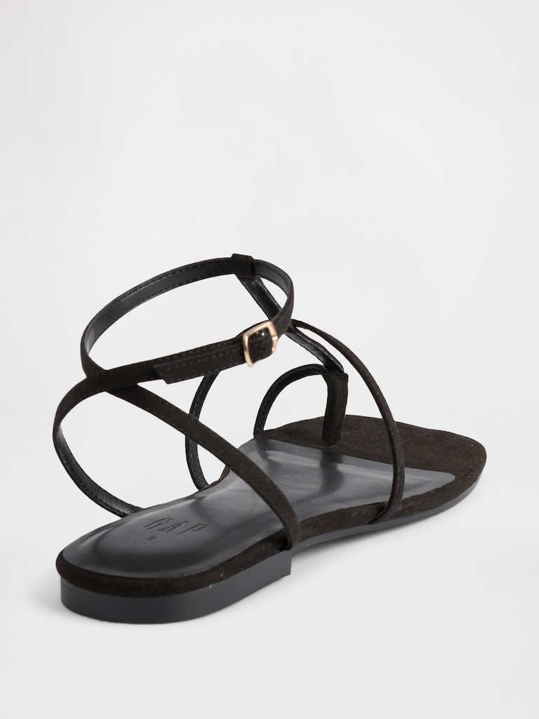Vegan Suede T-Strap Sandals