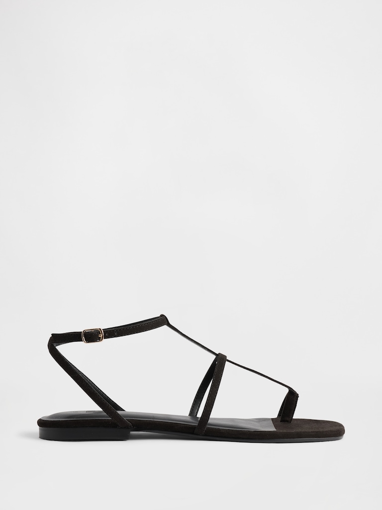 Vegan Suede T-Strap Sandals