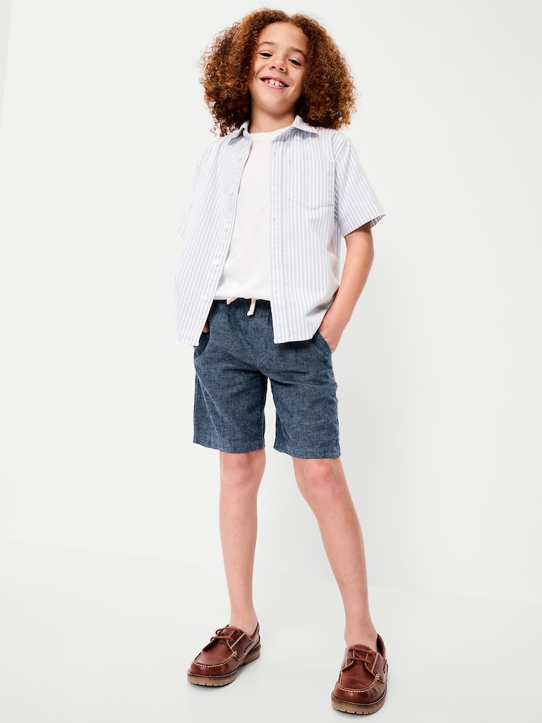 Knee Length Linen-Blend Dock Shorts for Boys