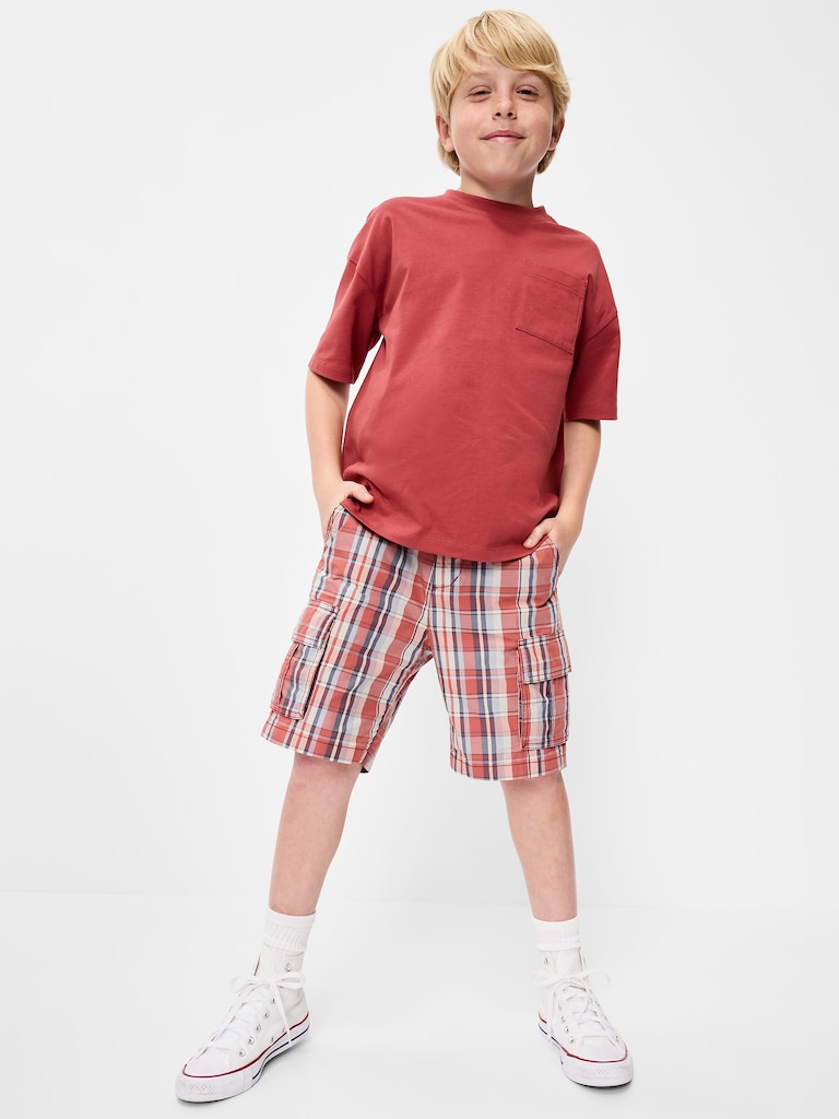 Knee Length Baggy Ripstop Cargo Shorts for Boys