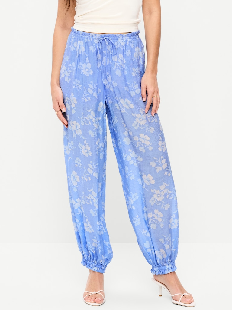 High-Waisted Chiffon Harem Pants