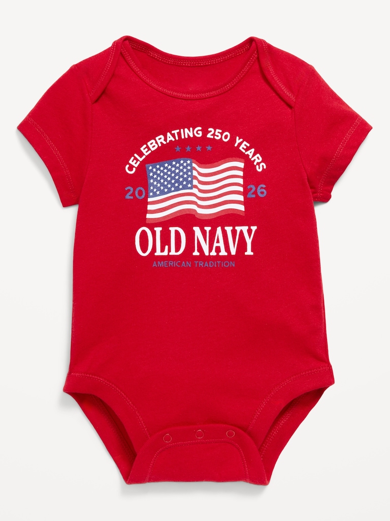 Short-Sleeve Unisex Logo-Graphic Bodysuit for Baby