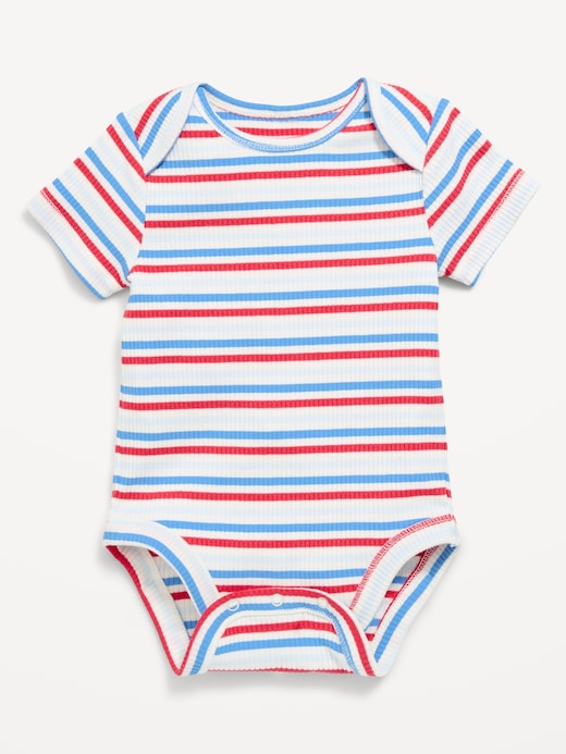 Short Short-Sleeve Ribbed Striped Bodysuit for Baby on clearance at Old Navy — 50% off
