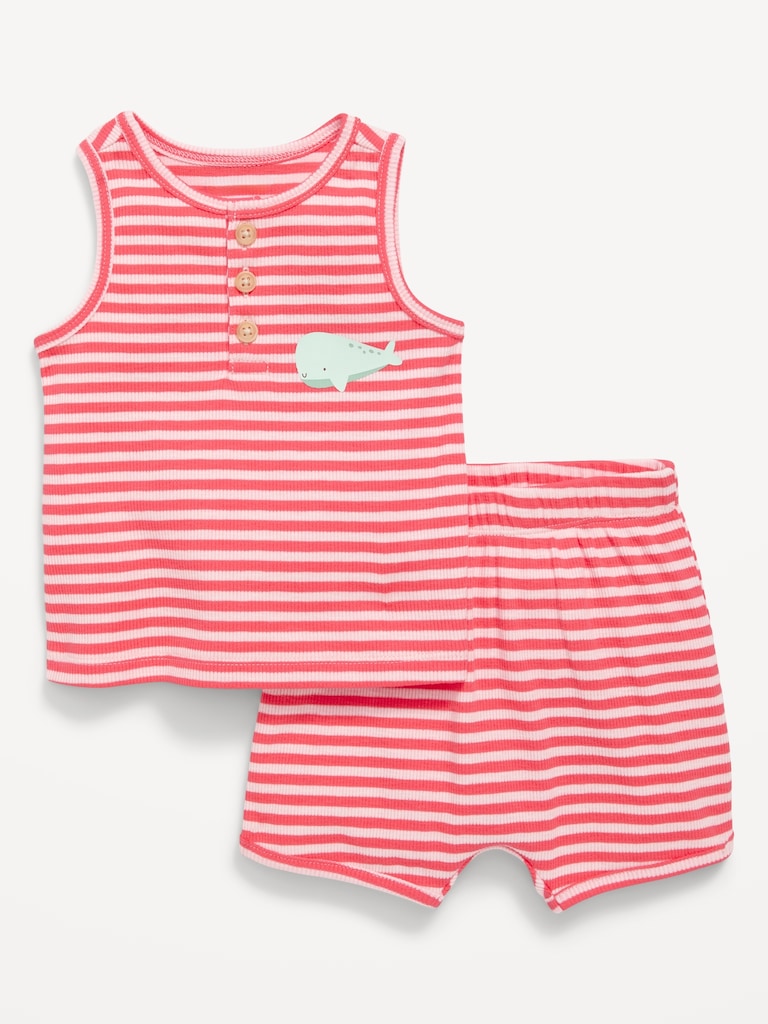Henley Tank Top and Shorts Set for Baby