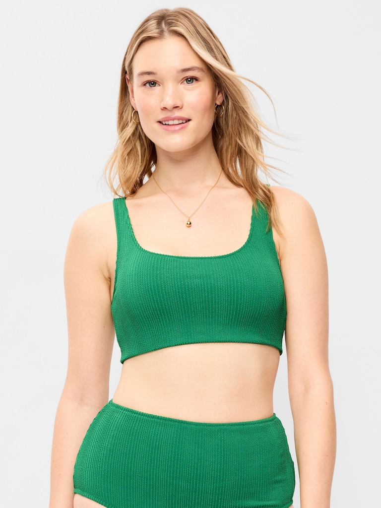 Ribbed Scoop-Neck Swim Top
