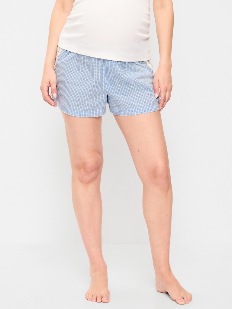 Maternity Poplin Boxer Pajama Shorts