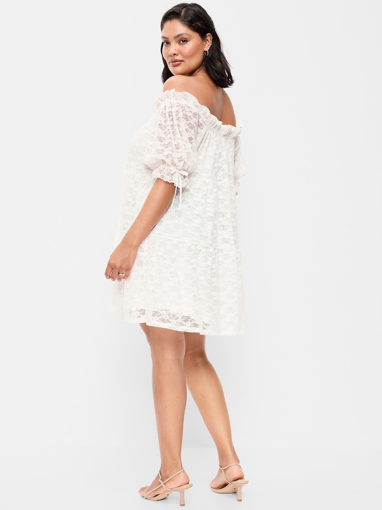 Off-The-Shoulder Lace Mini Dress