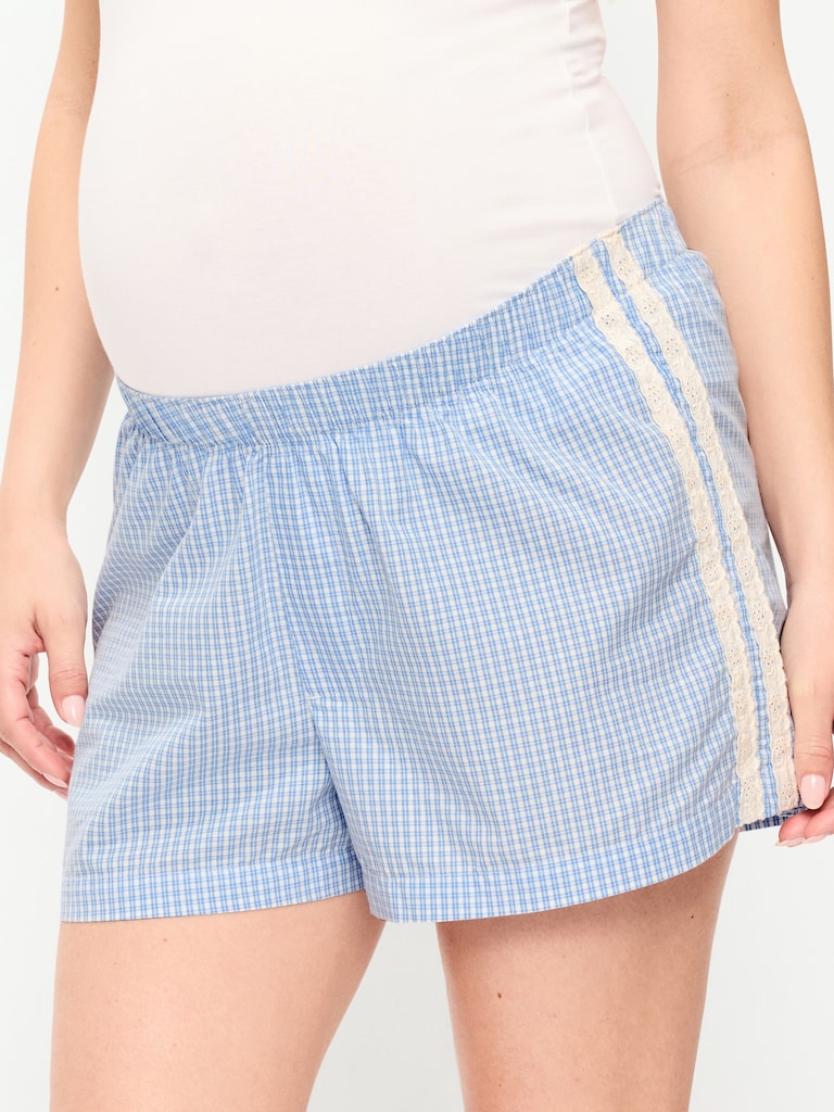Maternity Poplin Boxer Pajama Shorts