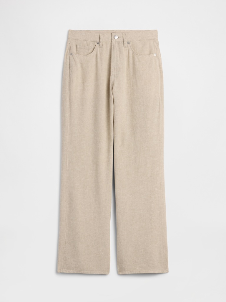 High Rise Linen-Blend Wide-Leg Pants
