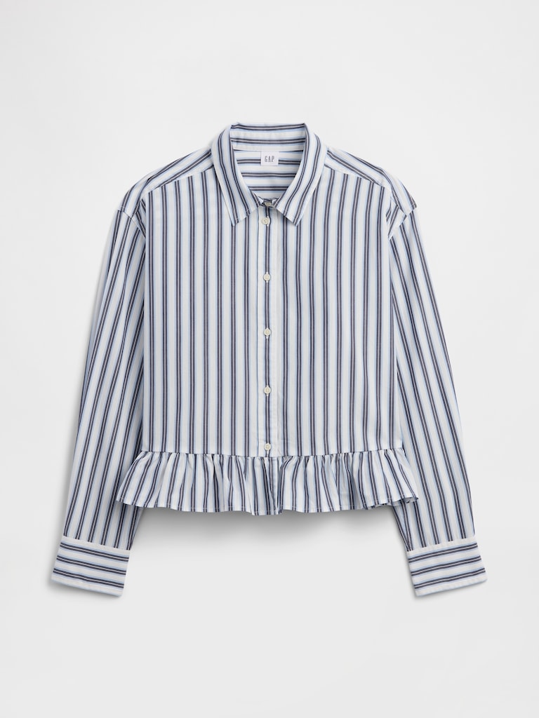 Relaxed Cropped Ruffle Shirt