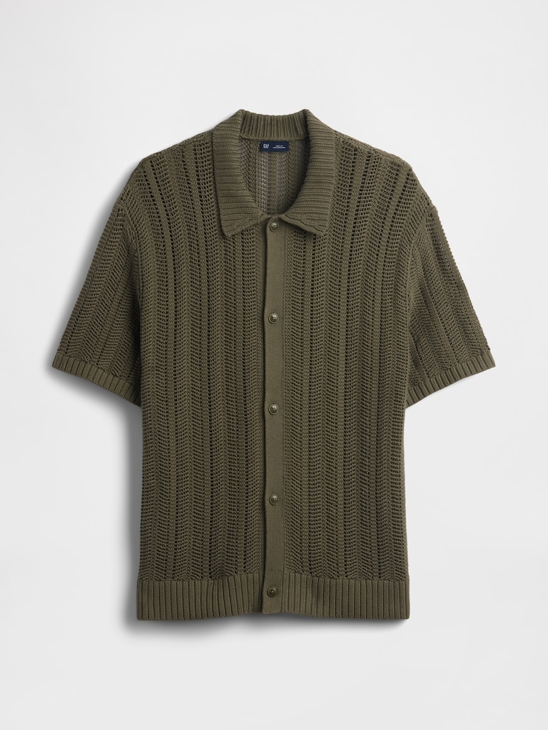 Herringbone Crochet Sweater Shirt