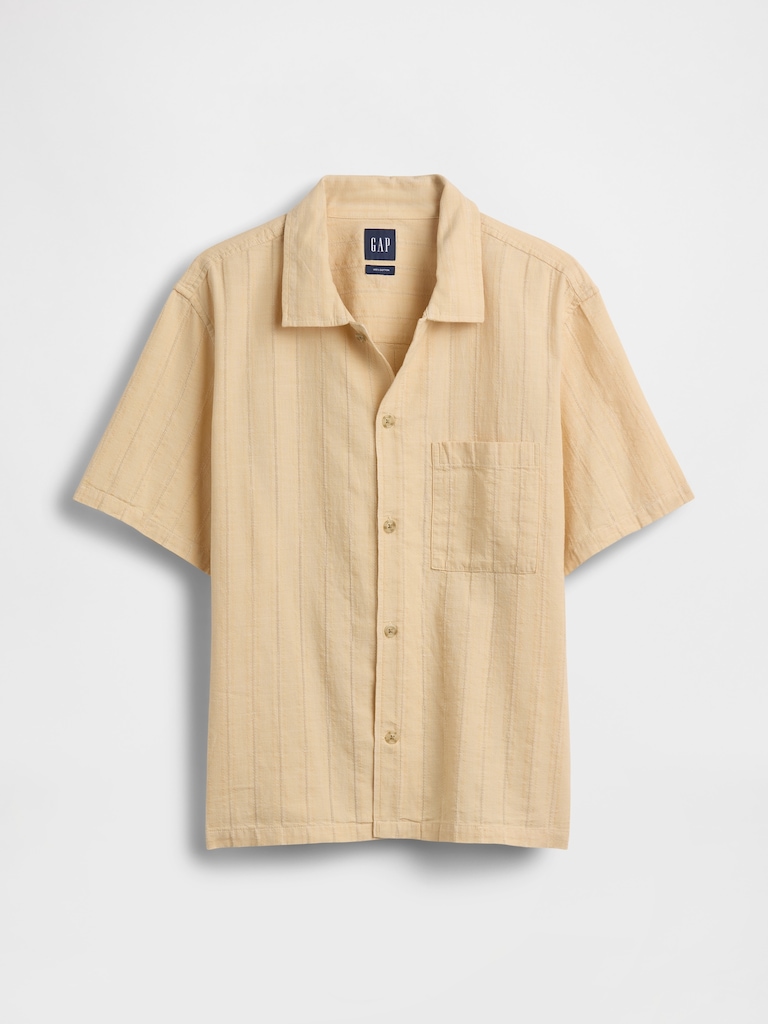 Dobby Relaxed Straight-Hem Shirt