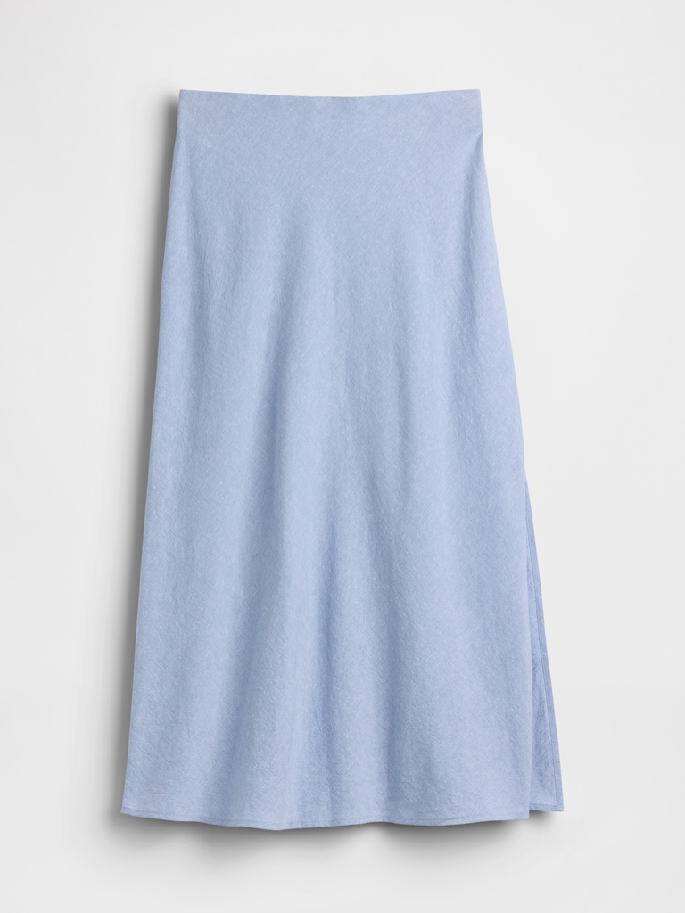 Linen-Blend Maxi Slip Skirt
