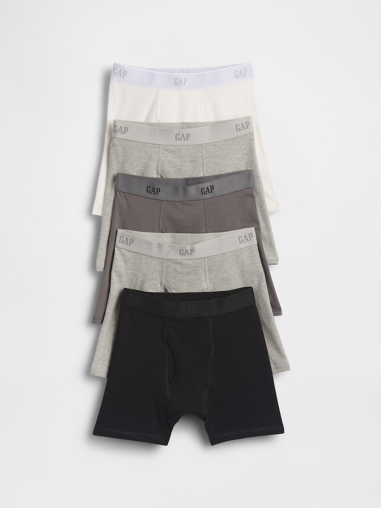 Kids Organic Stretch Cotton Logo Boxer Briefs (5-Pack)