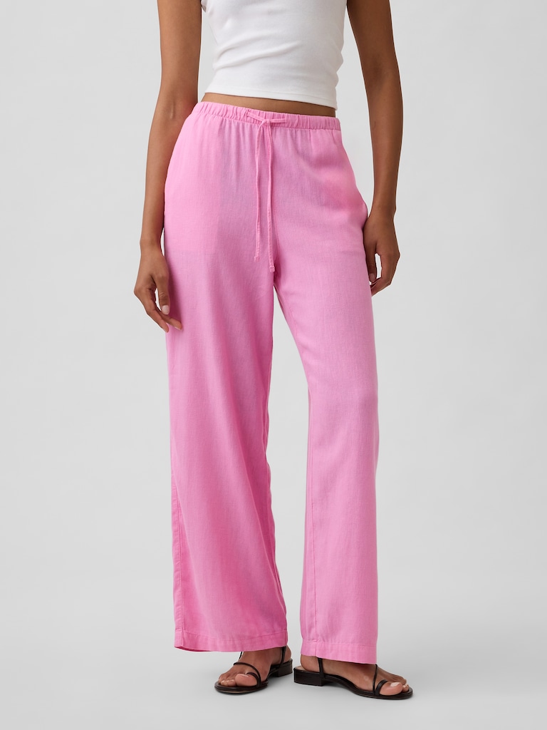 Relaxed Linen-Blend Wide-Leg Pants