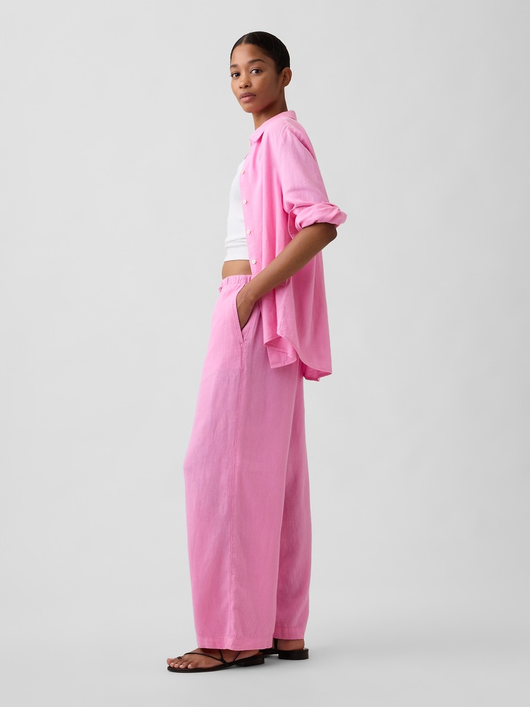 Relaxed Linen-Blend Wide-Leg Pants
