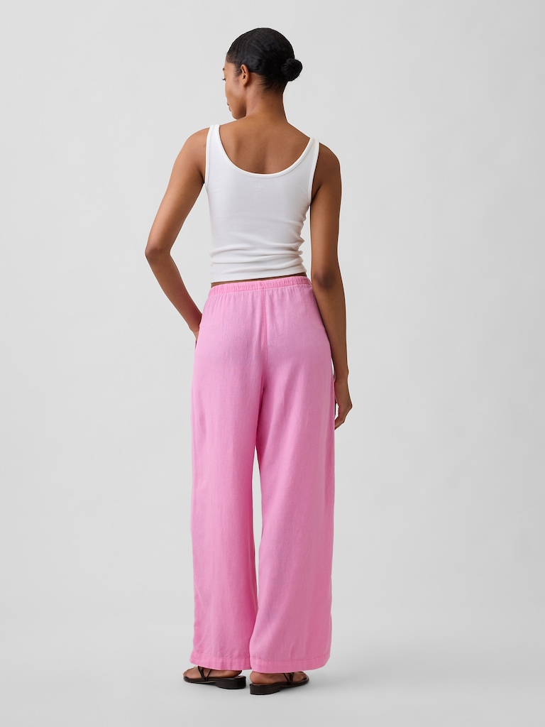 Relaxed Linen-Blend Wide-Leg Pants