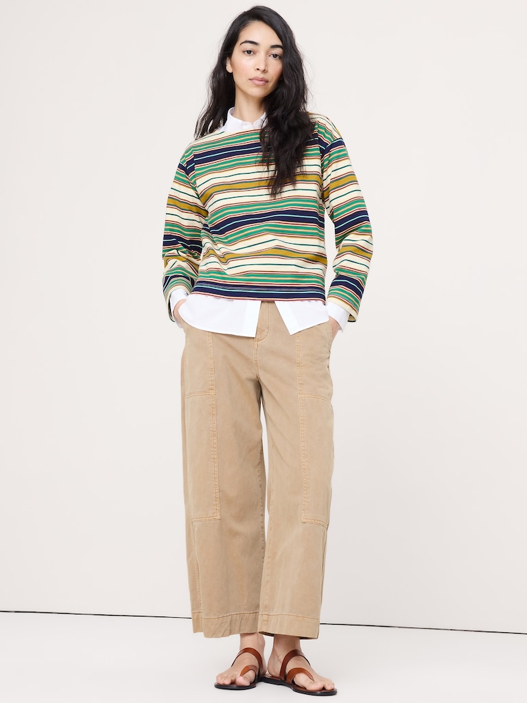 Relaxed Cotton Boat-Neck Top