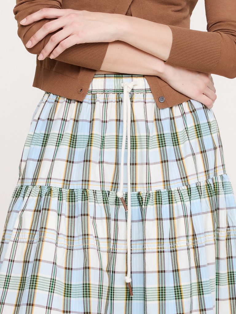 Cotton Poplin Tiered Maxi Skirt