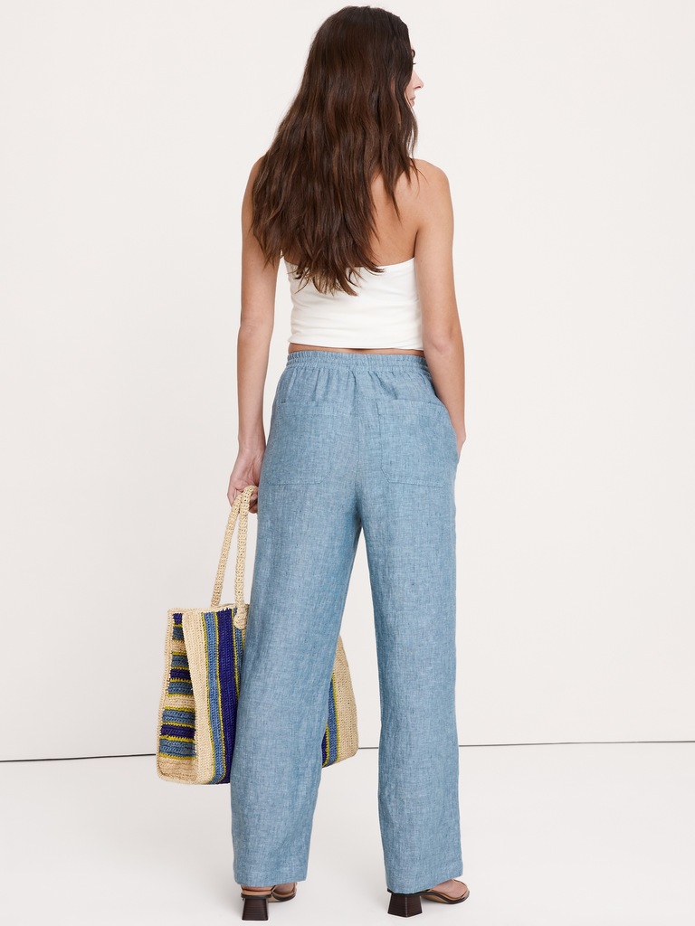 The Getaway Straight-Leg Pull-On Pant in Linen