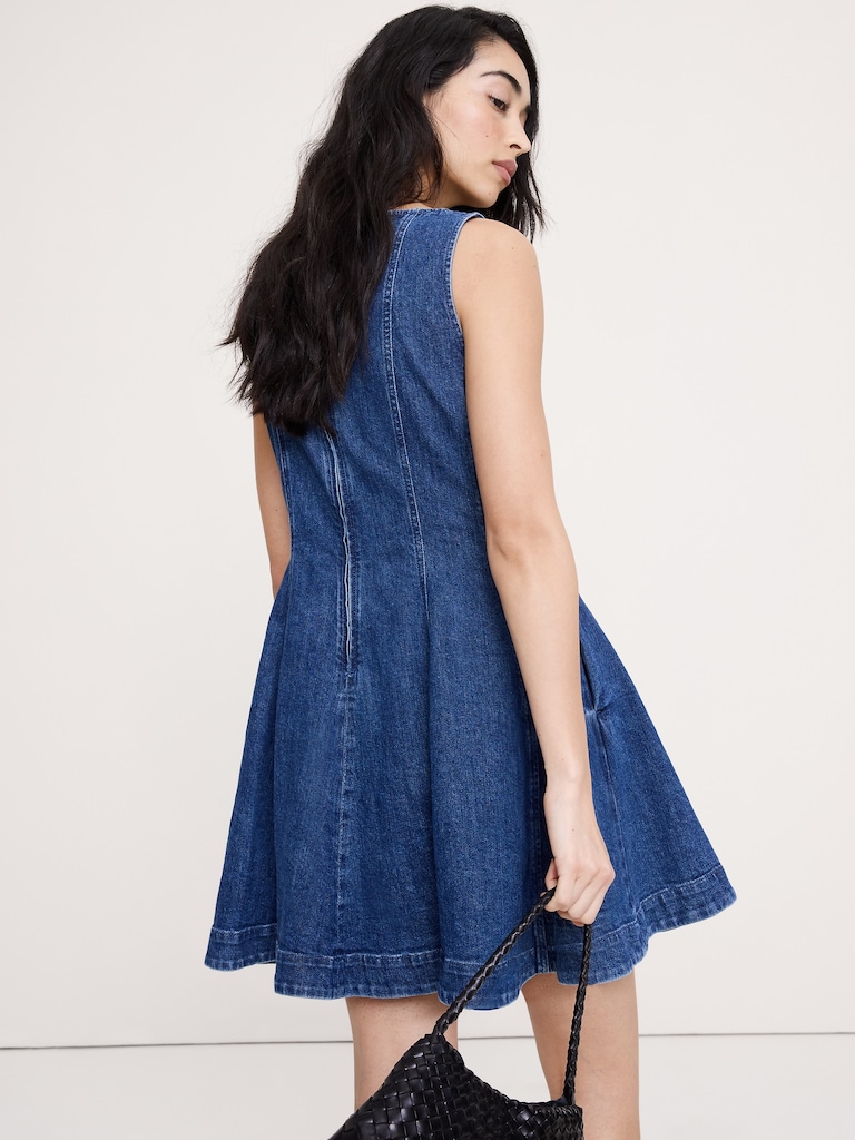 Paneled Denim Mini Dress