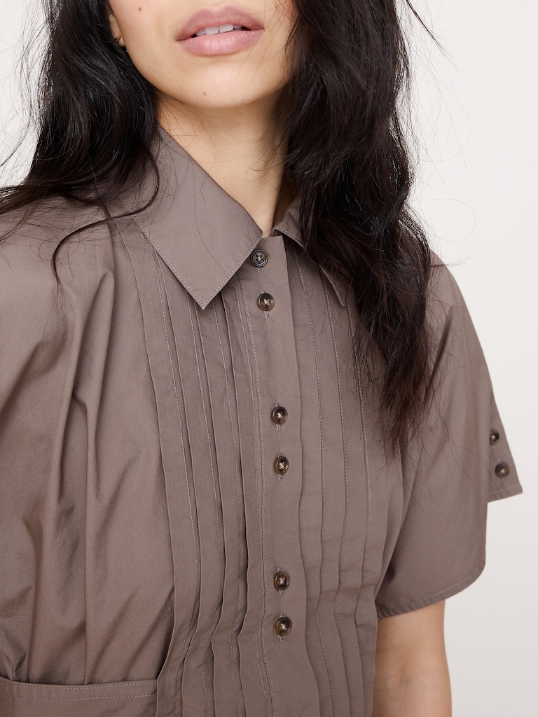 Pleated Cotton Poplin Top