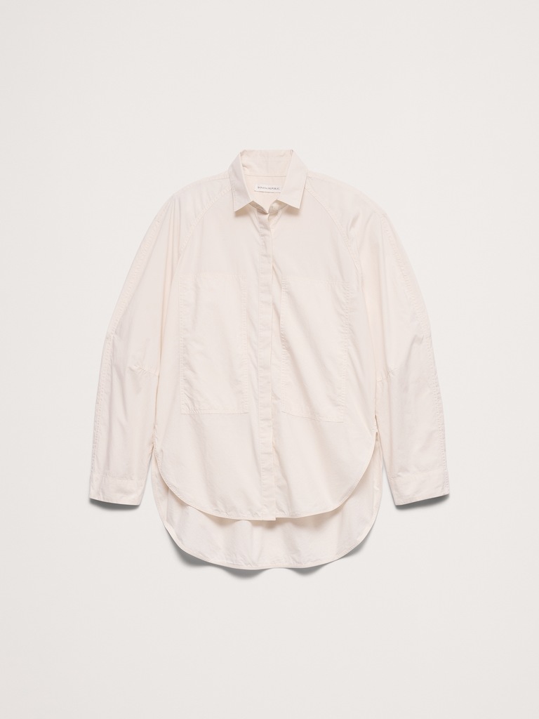 Oversized Cotton Poplin Utility Pocket Shirt