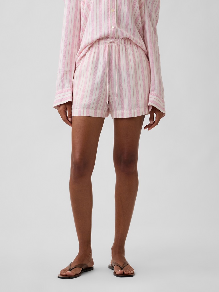 4" High Rise Pull-On Linen-Blend Shorts