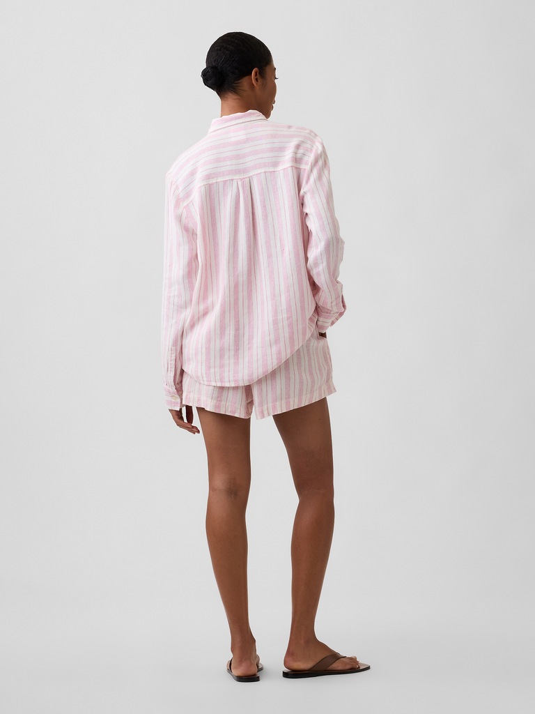 4" High Rise Pull-On Linen-Blend Shorts