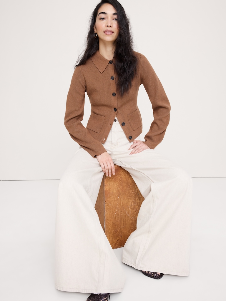 Larkspur Cotton-Silk Polo Cardigan