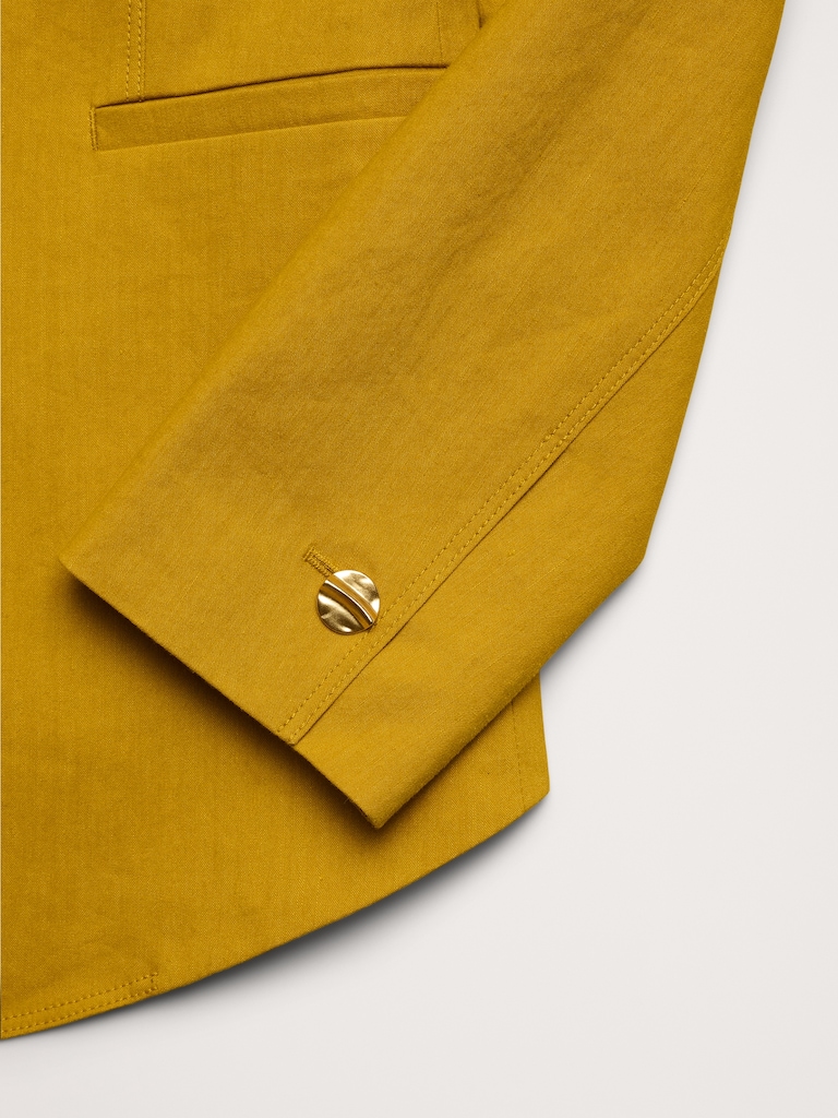 Stretch Linen-Viscose Long Blazer