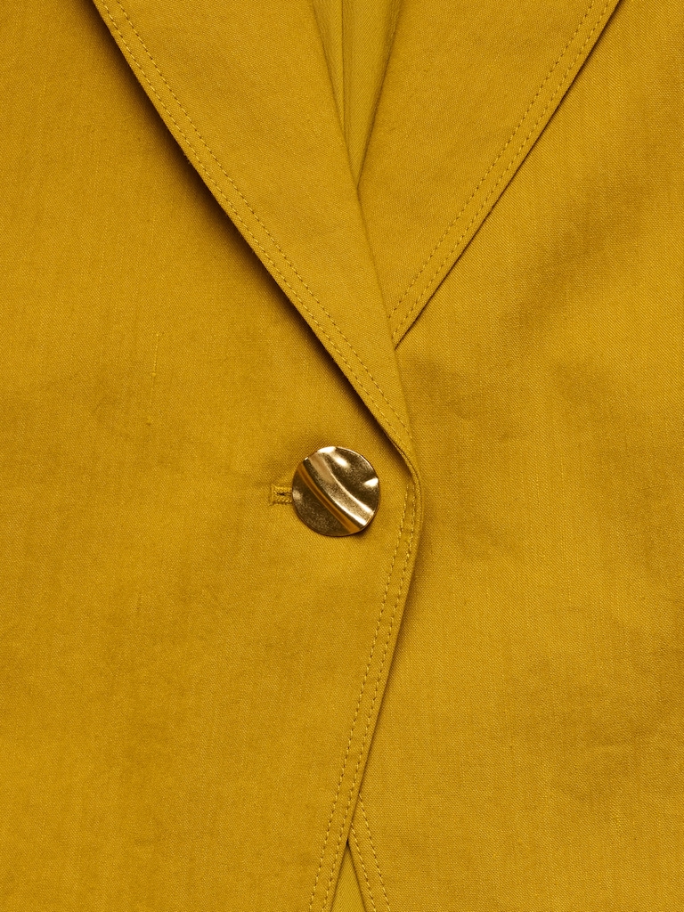 Stretch Linen-Viscose Long Blazer