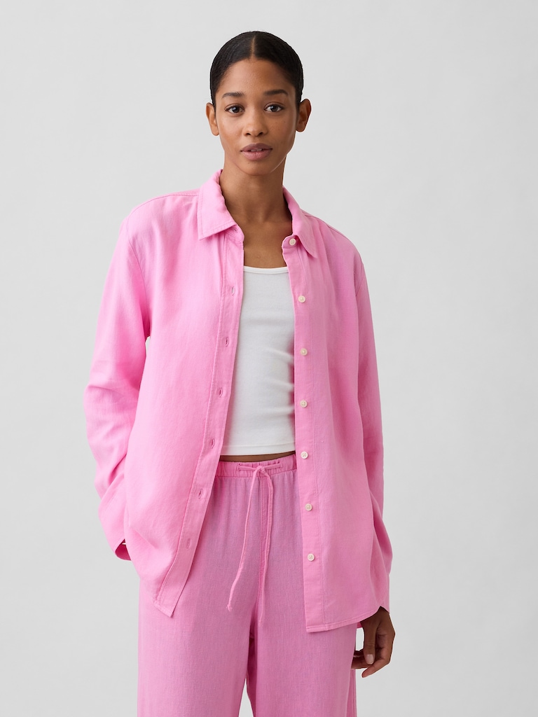 Linen-Blend Easy Shirt