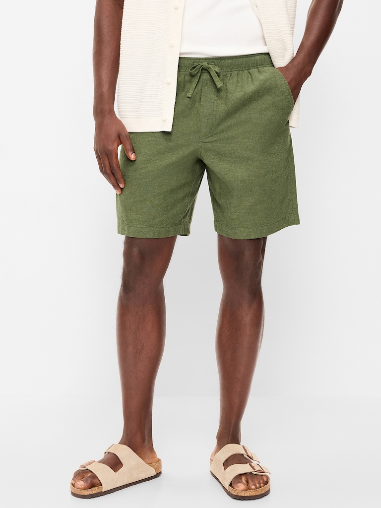 Linen-Blend Jogger Shorts -- 7-inch inseam