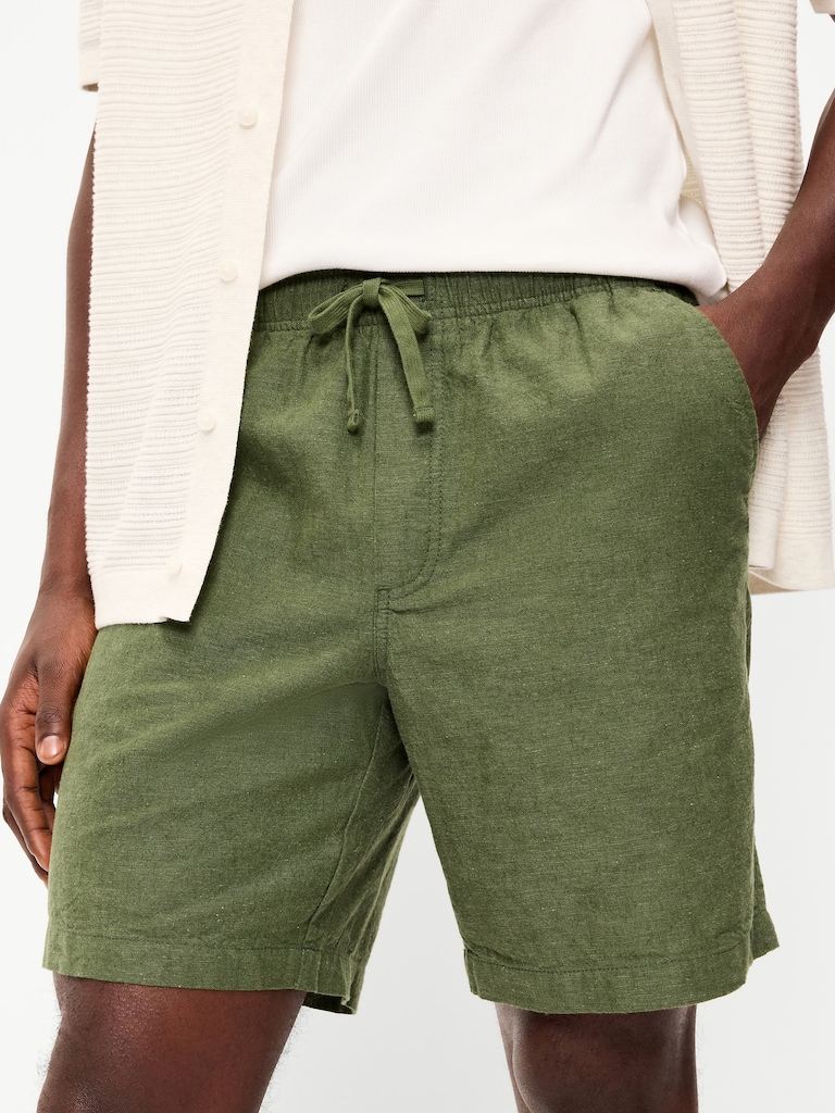 Linen-Blend Jogger Shorts -- 7-inch inseam