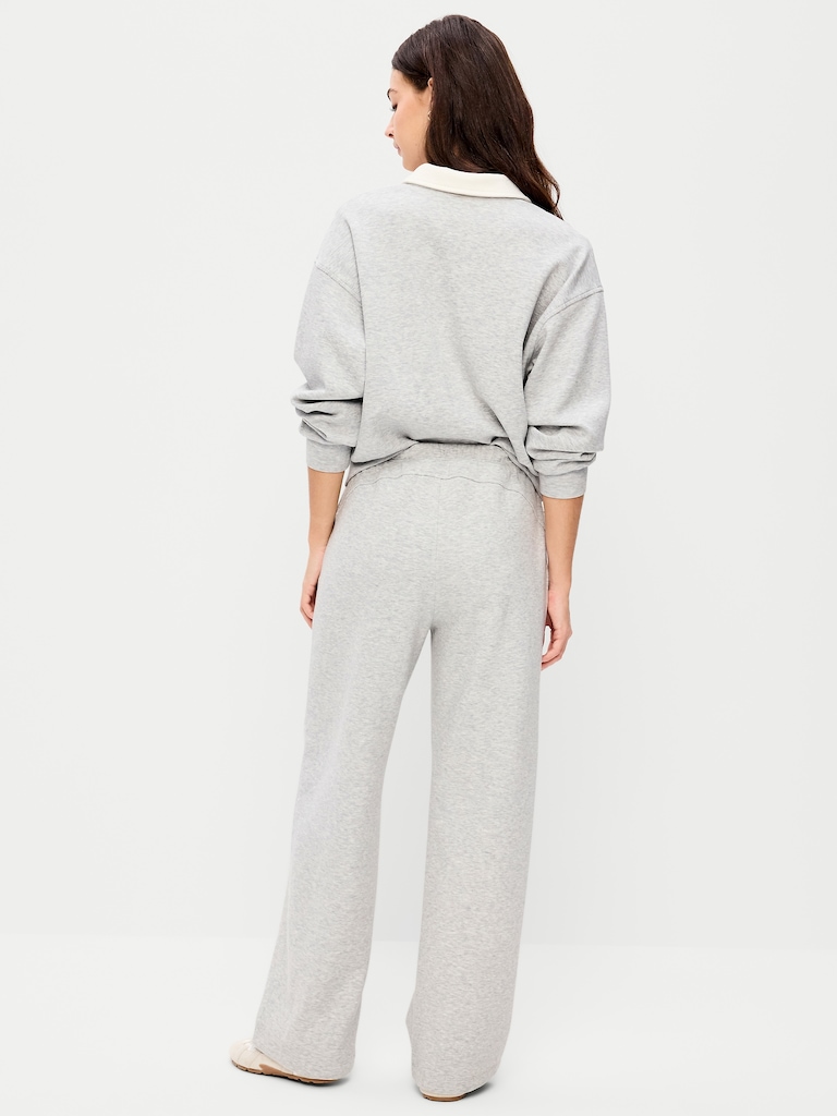 High-Waisted Dynamic Fleece Textured Wide-Leg Sweatpants
