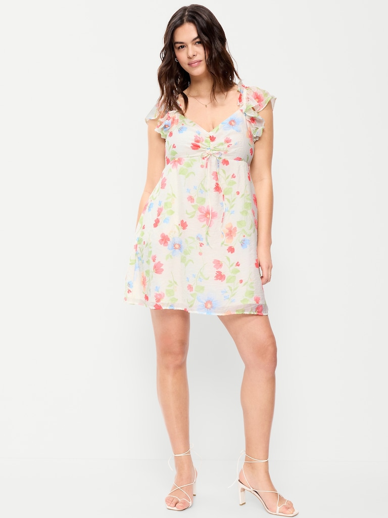 Flutter-Sleeve Fit & Flare Mini Dress