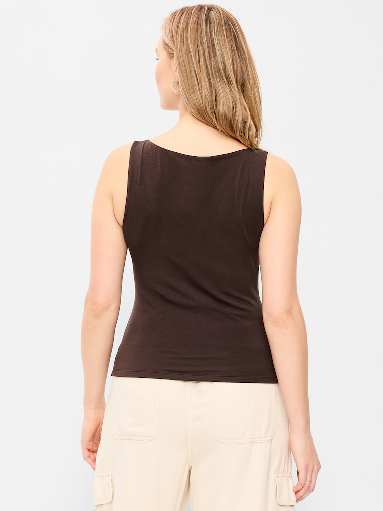 Hug Double-Layer Boat-Neck Top