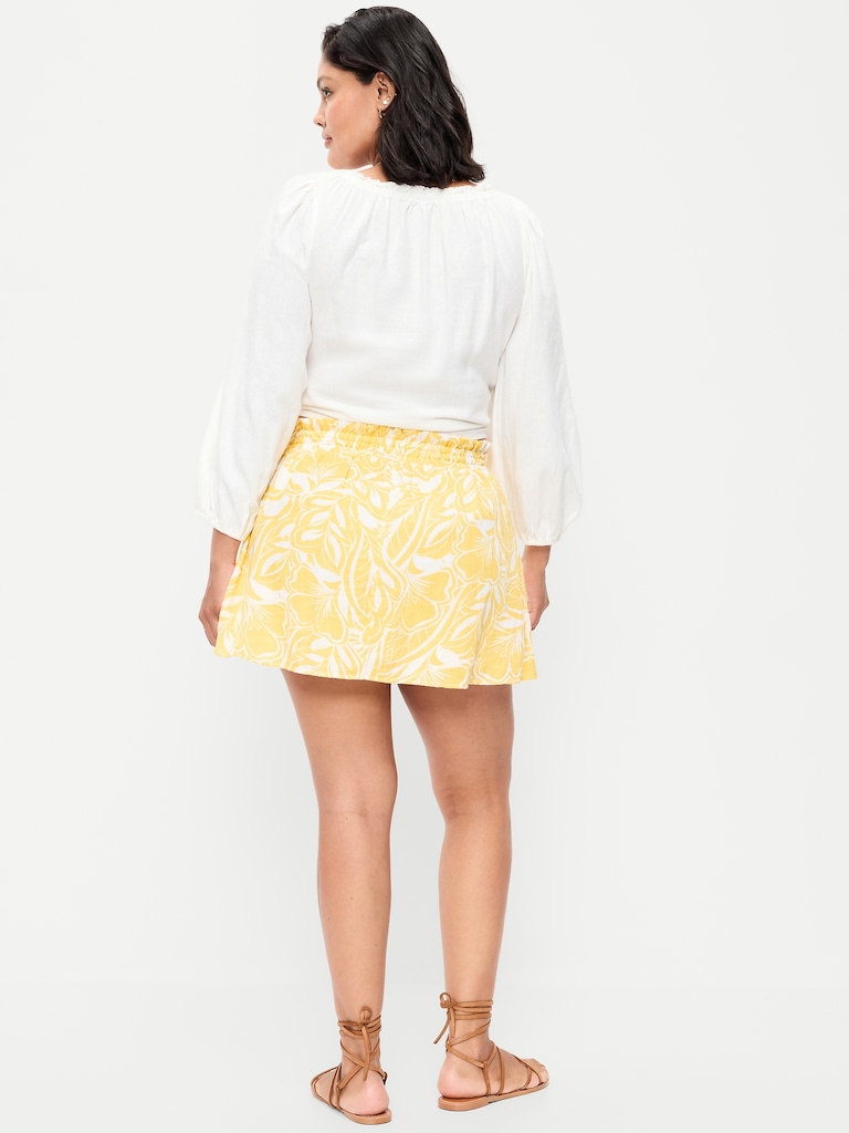 Extra High-Waisted Double-Weave Ruffled Mini Skort