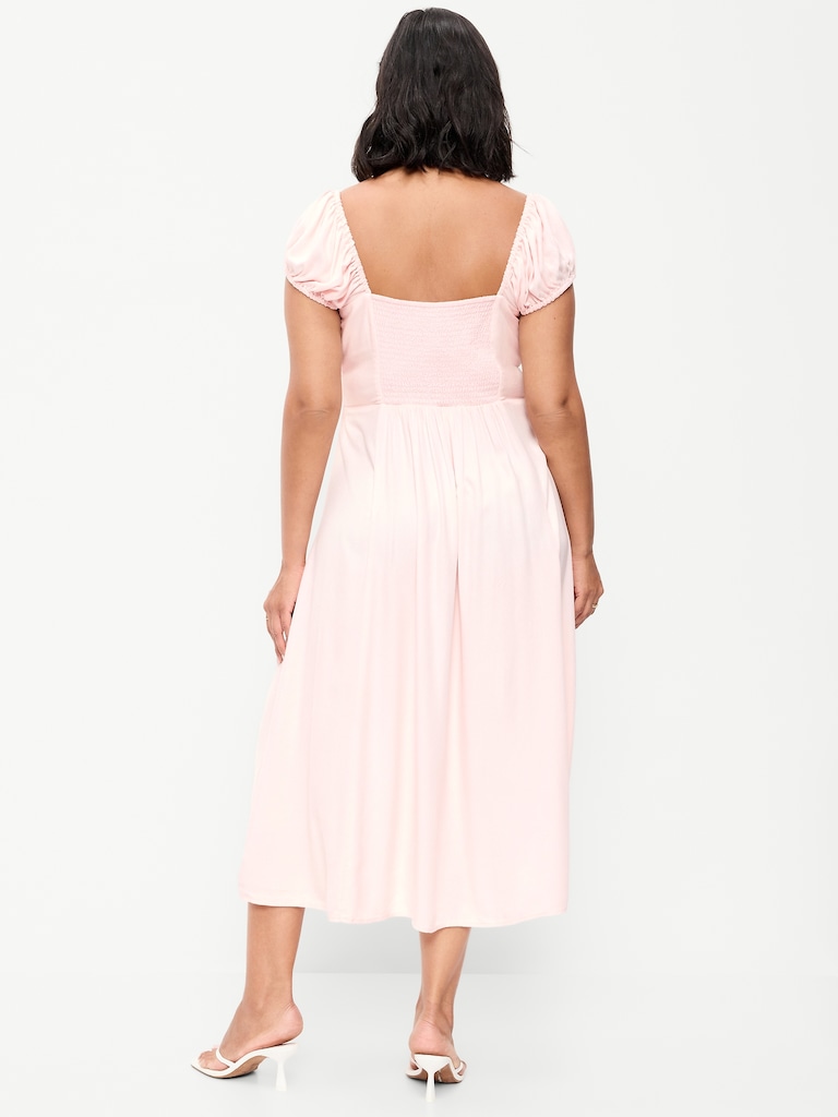 Short-Sleeve Fit & Flare Midi Dress