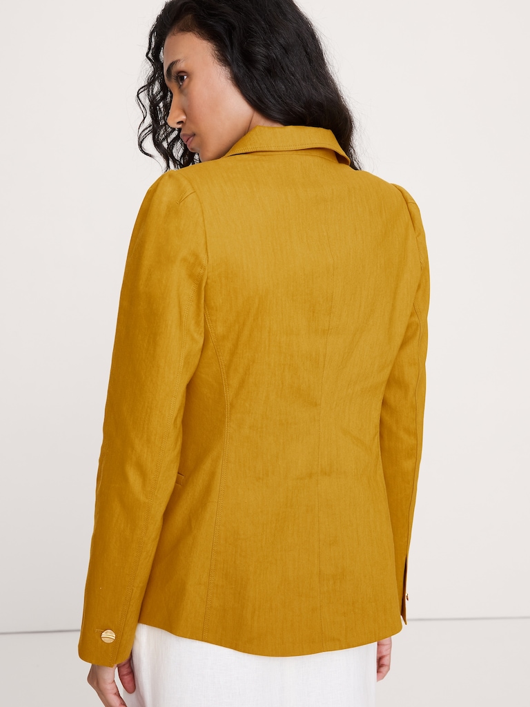 Stretch Linen-Viscose Long Blazer