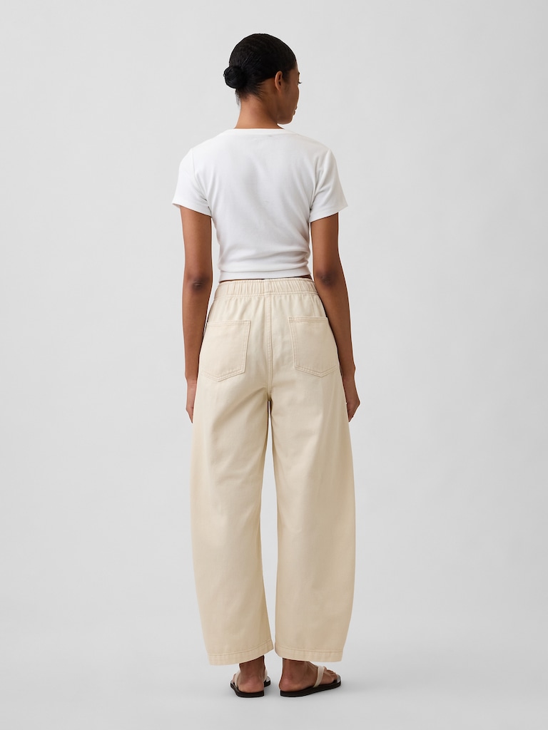 Mid Rise Pull-On Barrel Jeans