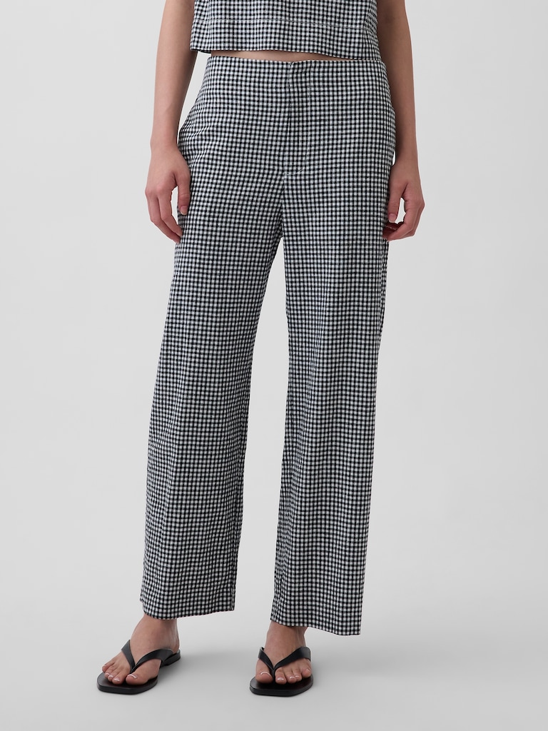 Linen-Blend Relaxed Straight Ankle Pants