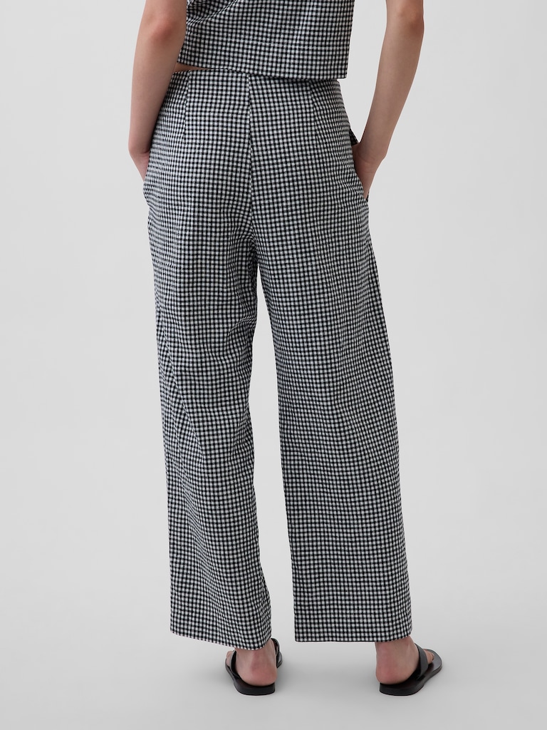 Linen-Blend Relaxed Straight Ankle Pants