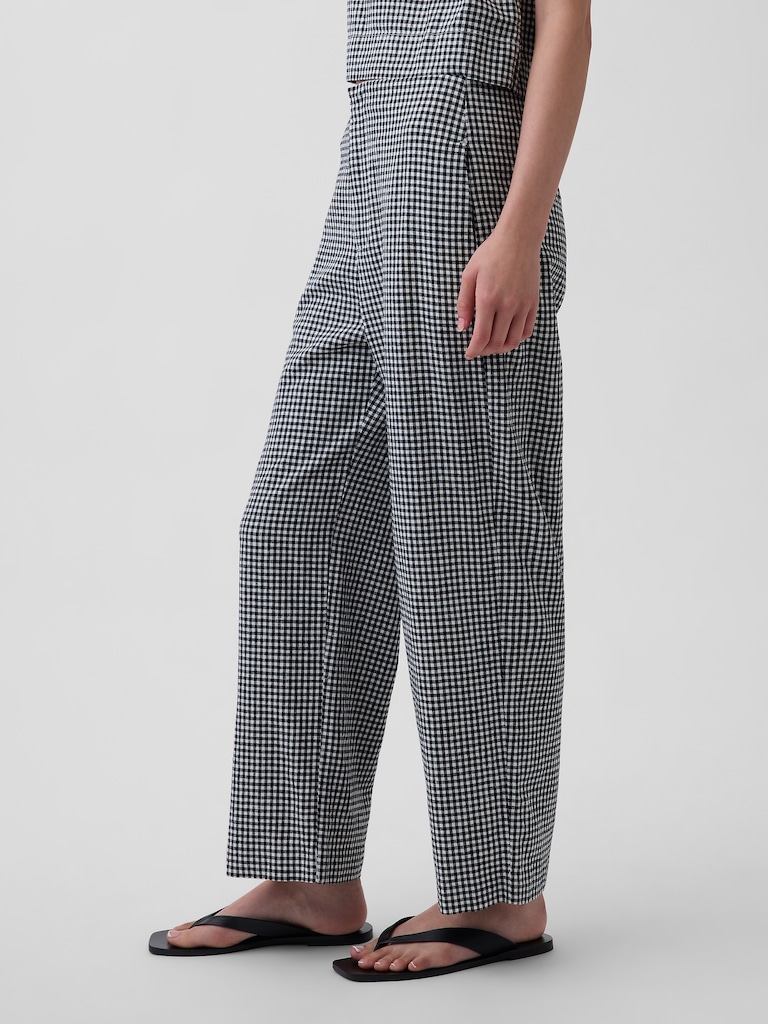 Linen-Blend Relaxed Straight Ankle Pants