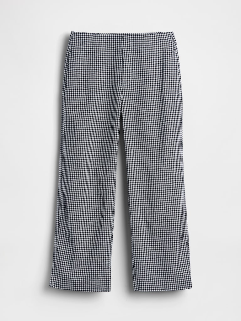 Linen-Blend Relaxed Straight Ankle Pants