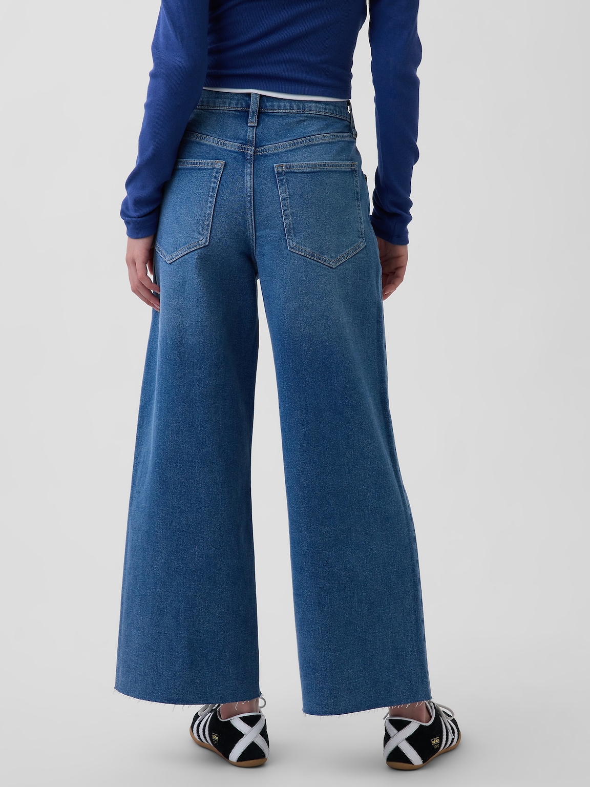 High Rise Stride Wide-Leg Ankle Jeans