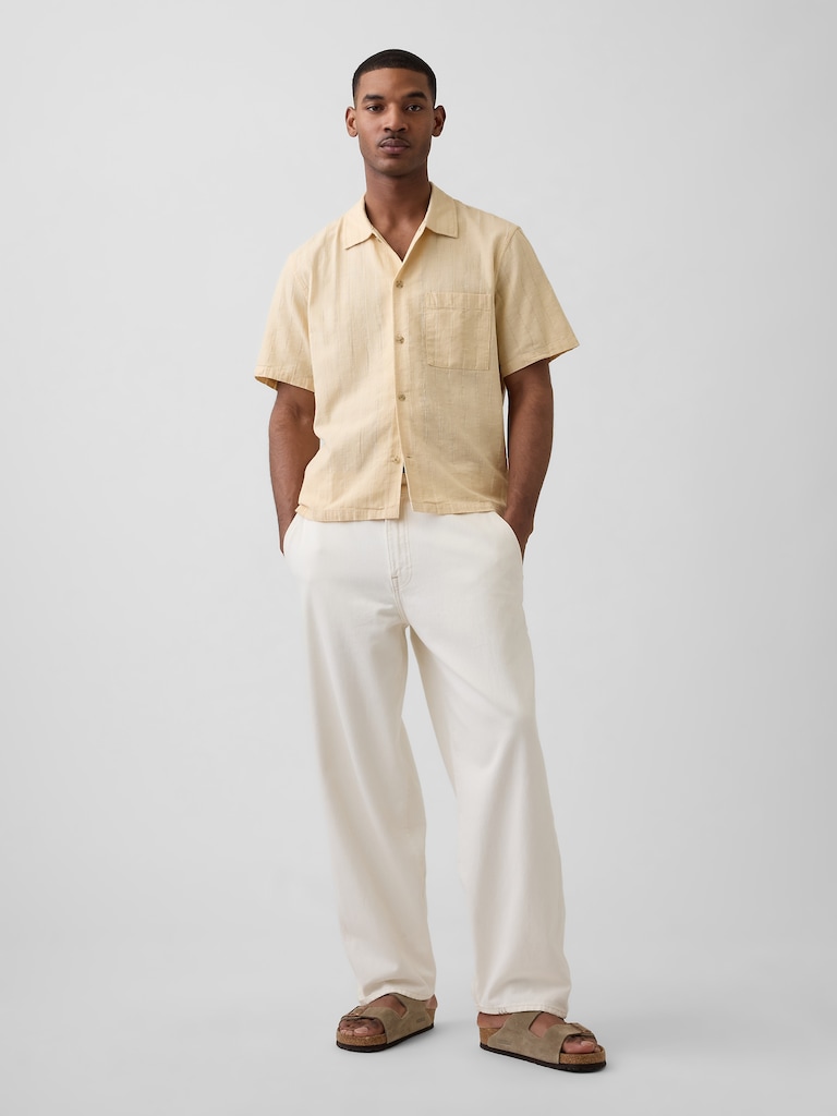 Dobby Relaxed Straight-Hem Shirt