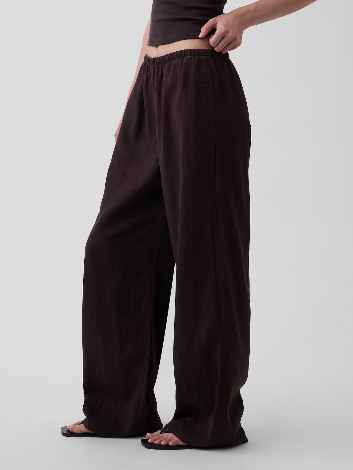 Linen-Blend Easy Wide-Leg Pants