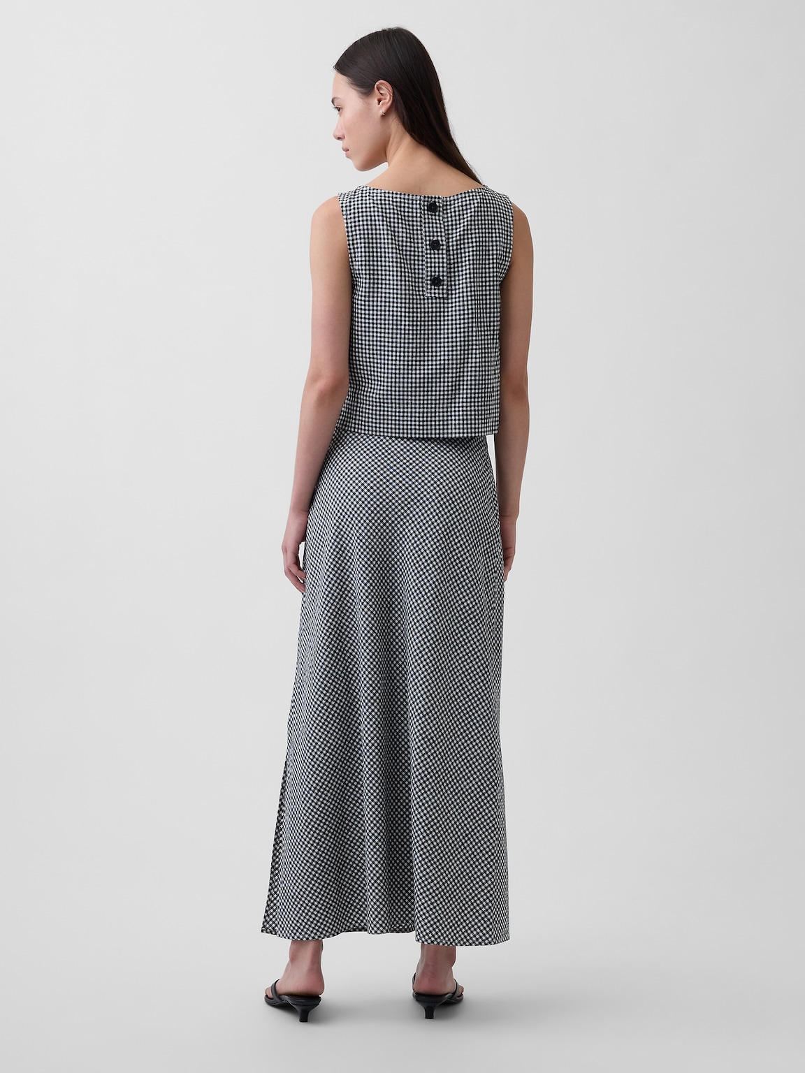 Linen-Blend Maxi Slip Skirt